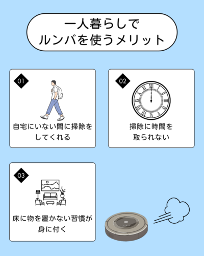一人暮らしでルンバを使うメリット